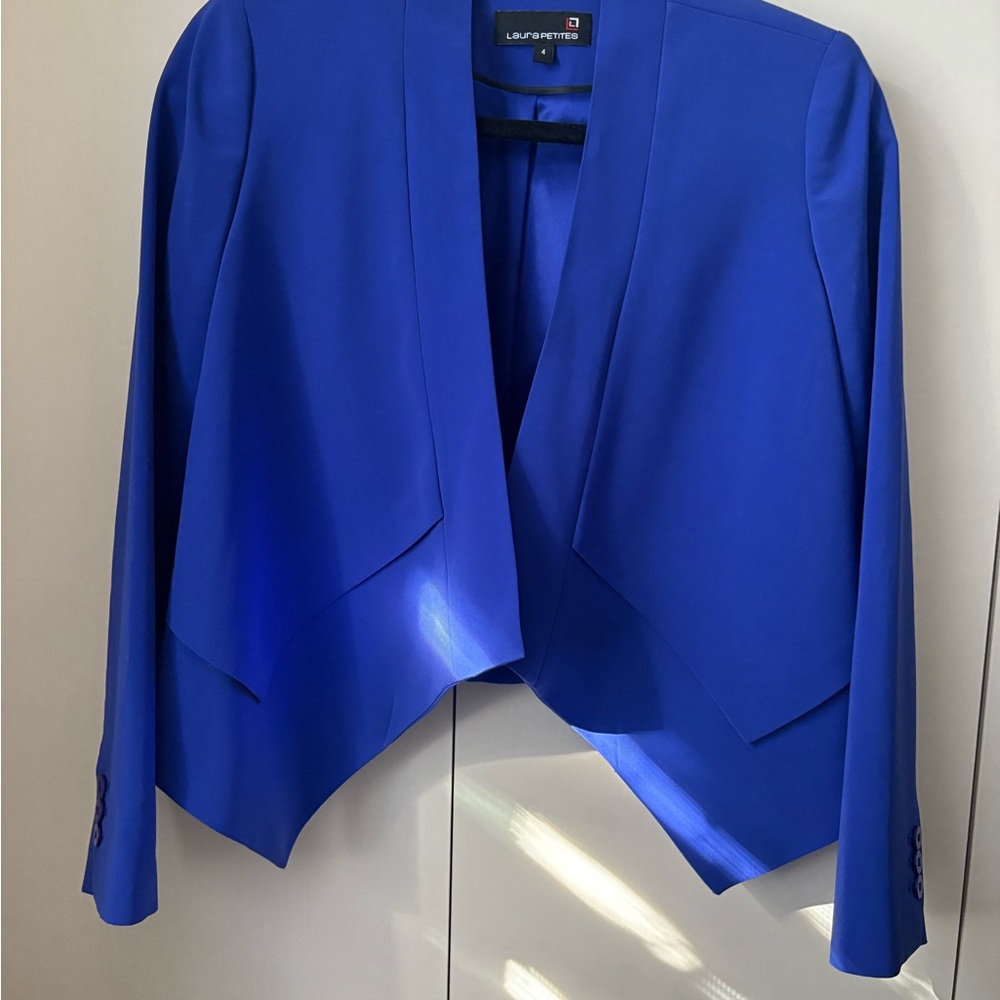 Le Suit Women's Royal Blue Open-Front Blazer